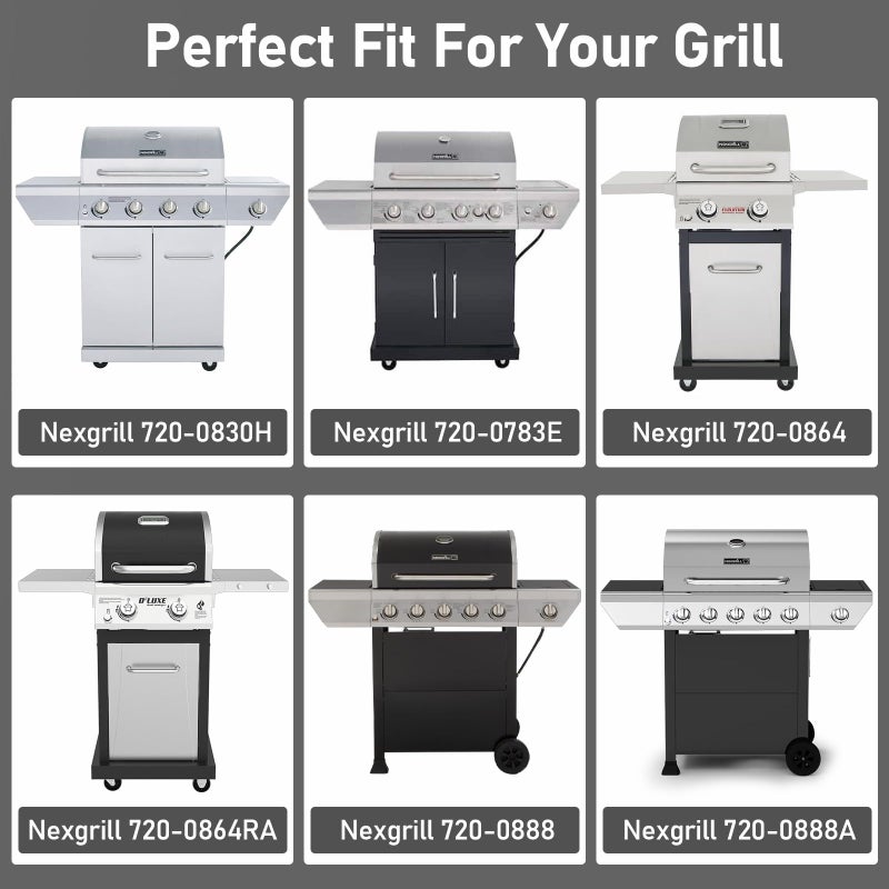 Utheer Grill Replacement Parts for Nexgrill 4 Burner 720-0830H 720-0783E 720-0888 720-0888N, Nexgrill Replacement Parts 4 Burner Included 4 Grill Burner Tube, 4 Heat Plates Shield Tent, 4 Ignitors - Image 5